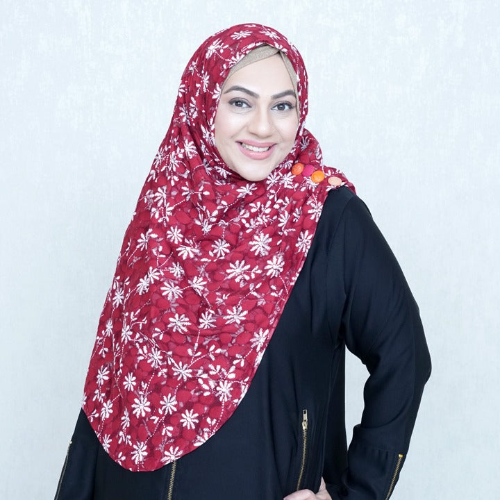 RED FLORAL - LACE