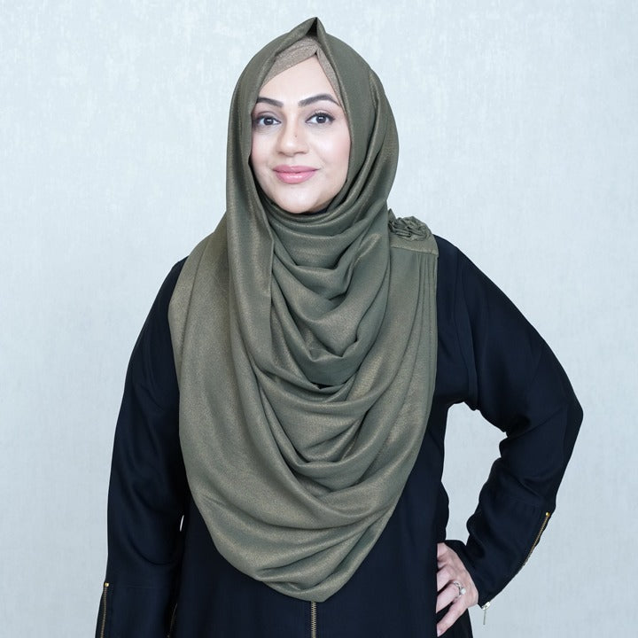 MILITARY & GOLD - SHIMMER CHIFFON