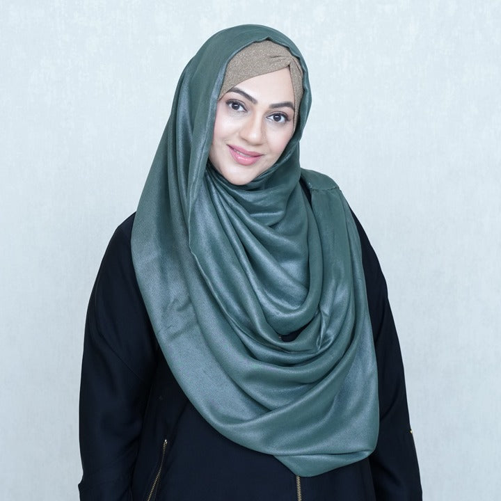 GREEN & SILVER - SHIMMER CHIFFON