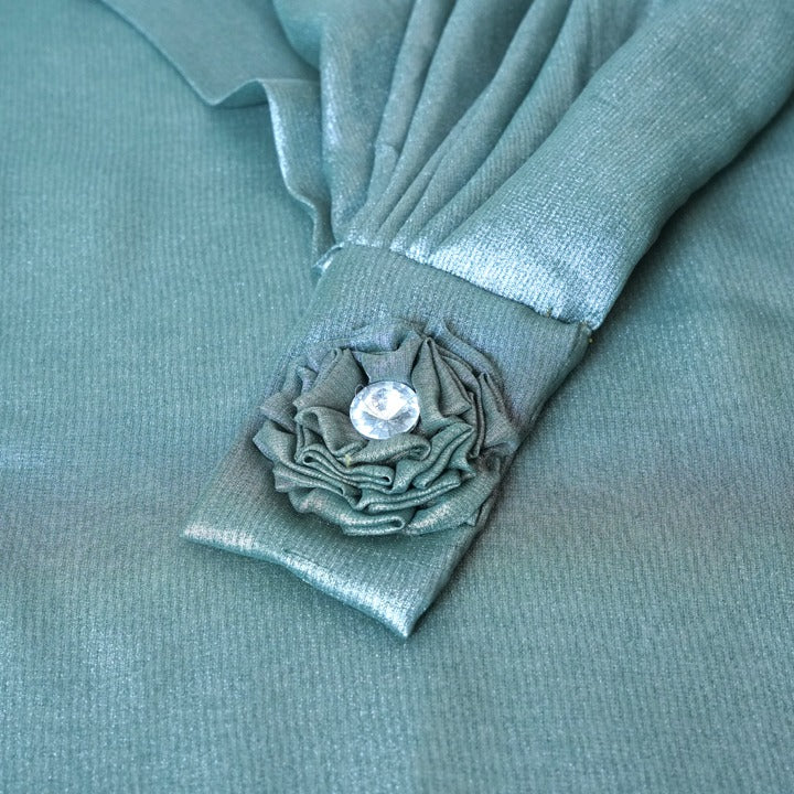 GREEN & SILVER - SHIMMER CHIFFON