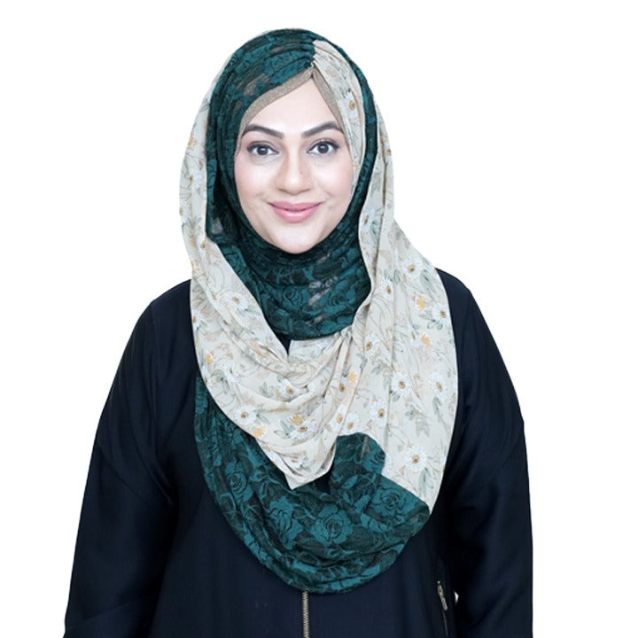 GREEN & WHITE VINTAGE DAISES