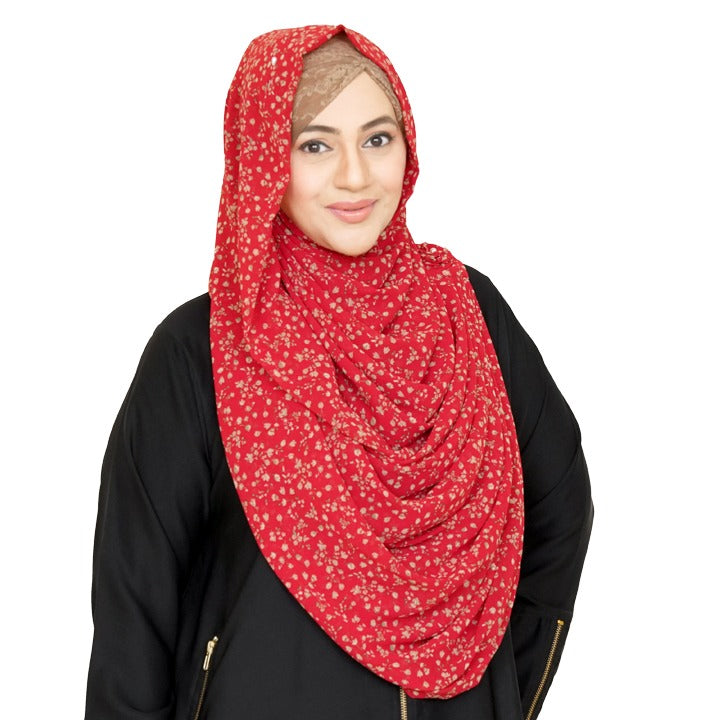 RED WITH TINY FLOWERS - CHIFFON