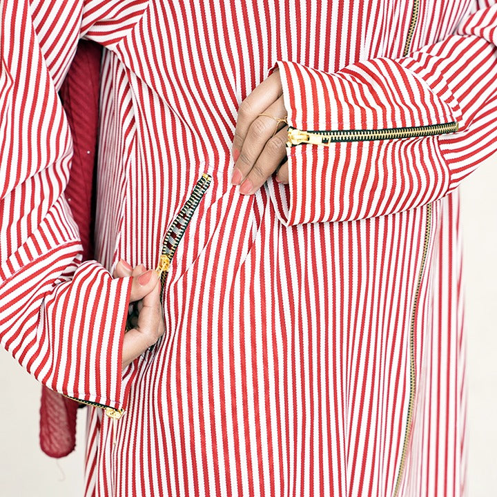 RED & WHITE STRIPES - GEORGETTE