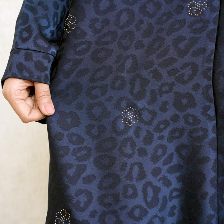 NAVY BLUE LEOPARD - SILK