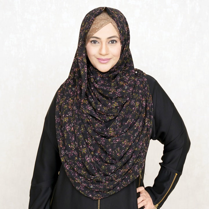 BLACK BOTANICAL PRINT - CHIFFON