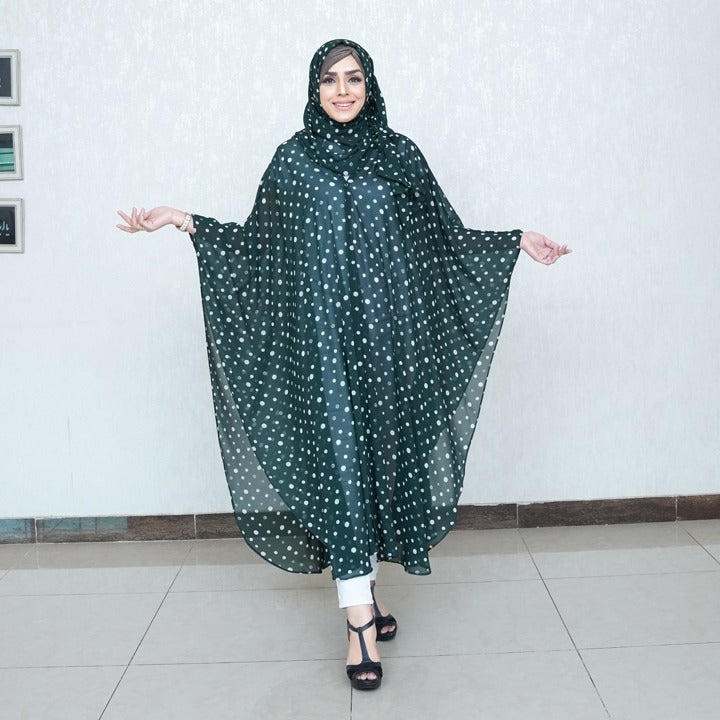 GREEN WITH WHITE POLKA