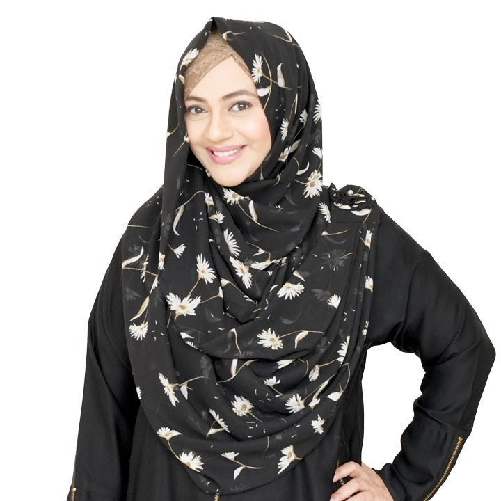 DAISES ON BLACK - CHIFFON