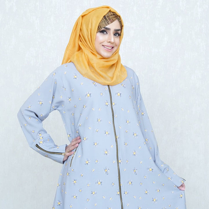 YELLOW DAISIES ON GREY - GEORGETTE