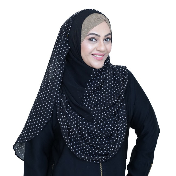 BLACK SEMI STAR - CHIFFON