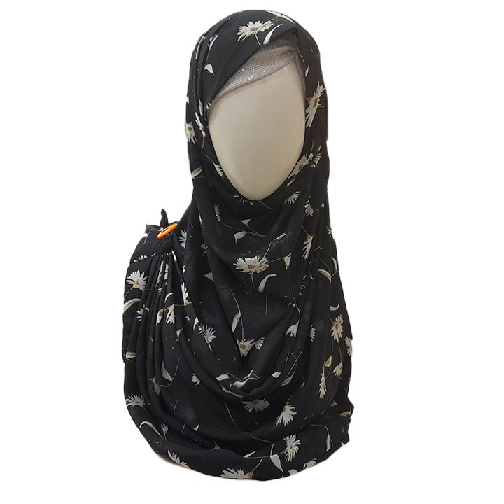 DAISES ON BLACK - CHIFFON
