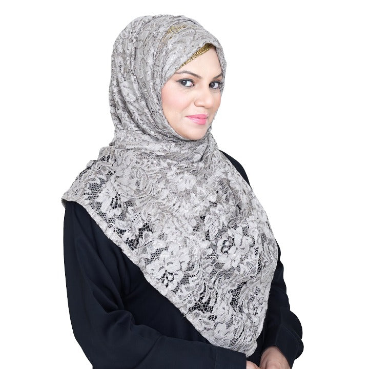 METALLIC GREY STARRY LACE