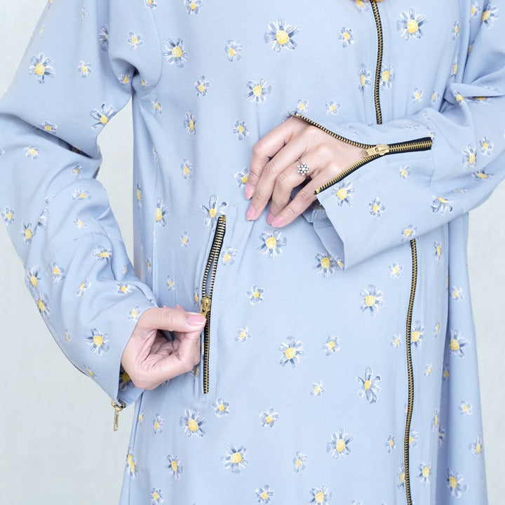 YELLOW DAISIES ON GREY - GEORGETTE