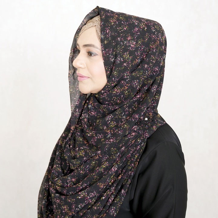 BLACK BOTANICAL PRINT - CHIFFON
