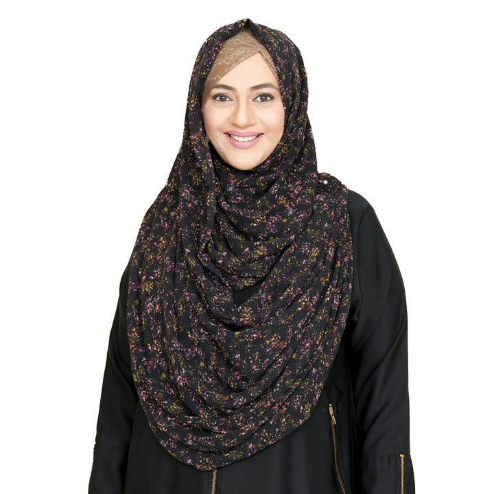BLACK BOTANICAL PRINT - CHIFFON