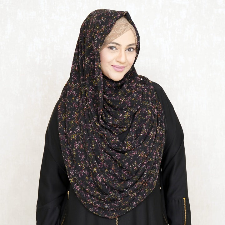 BLACK BOTANICAL PRINT - CHIFFON
