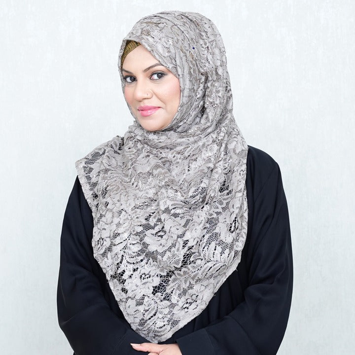 METALLIC GREY STARRY LACE