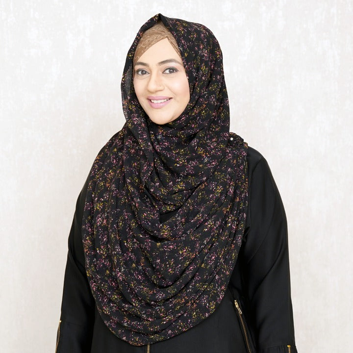 BLACK BOTANICAL PRINT - CHIFFON