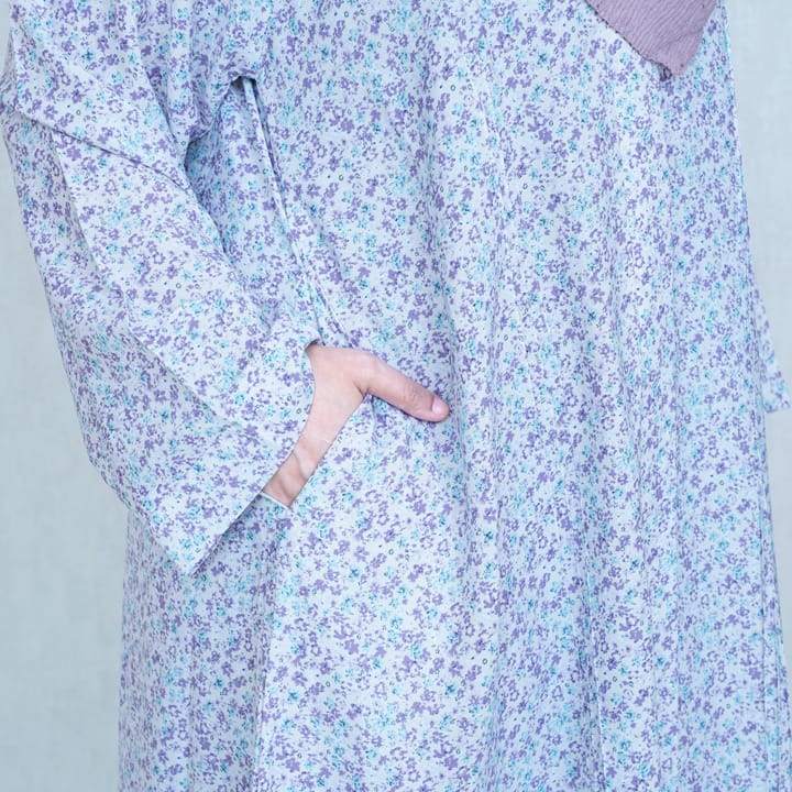 TINY PURPLE AQUA FLOWERS - GEORGETTE