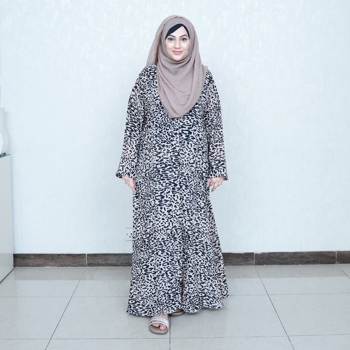 FOWN BLACK LEOPARD - GEORGETTE
