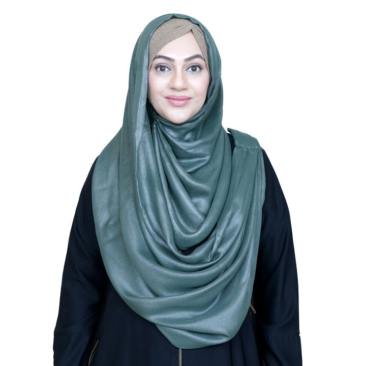 GREEN & SILVER - SHIMMER CHIFFON