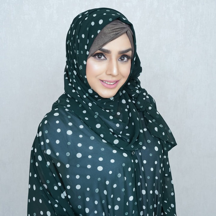 GREEN WITH WHITE POLKA