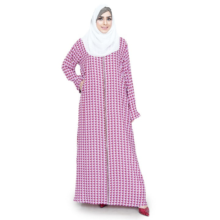 BURGUNDY HOUNDTOOTH - GEORGETTE