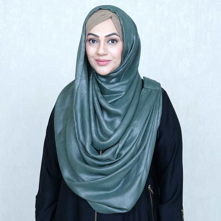 GREEN & SILVER - SHIMMER CHIFFON