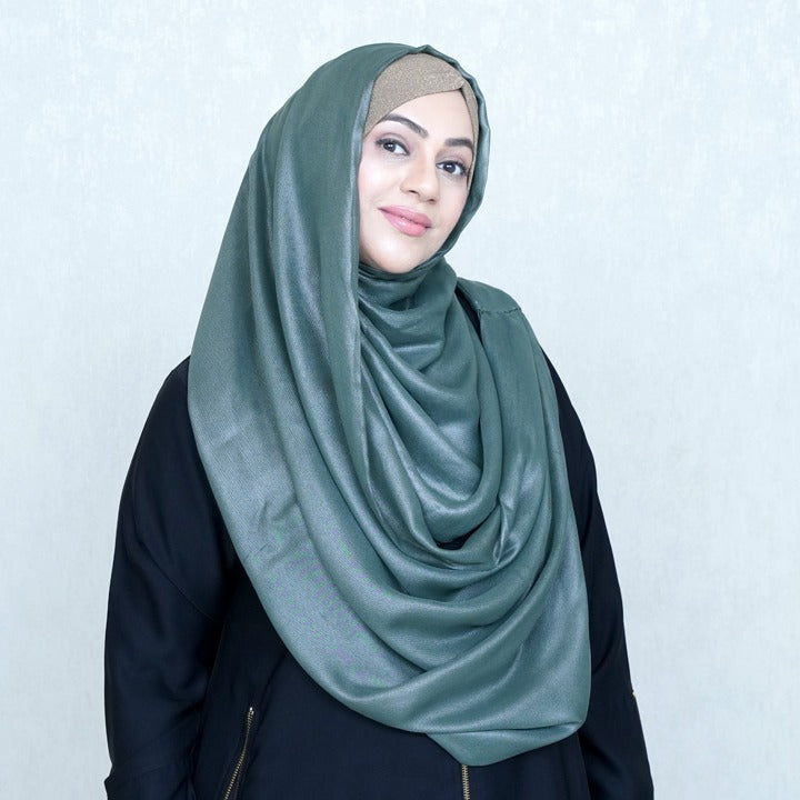 GREEN & SILVER - SHIMMER CHIFFON