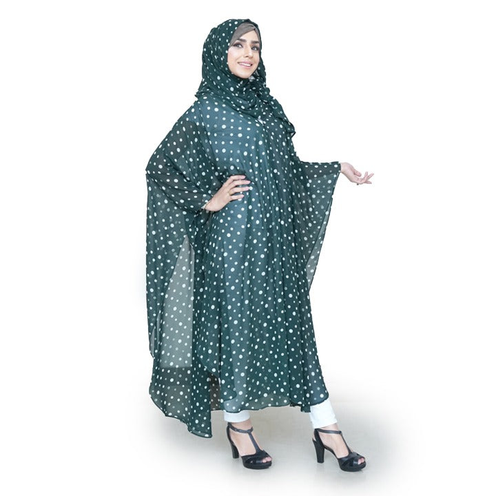 GREEN WITH WHITE POLKA