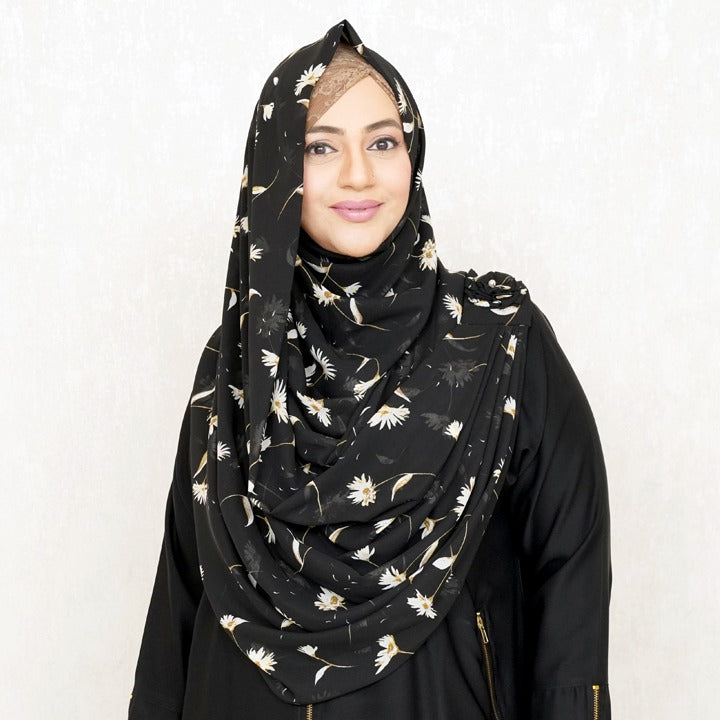 DAISES ON BLACK - CHIFFON