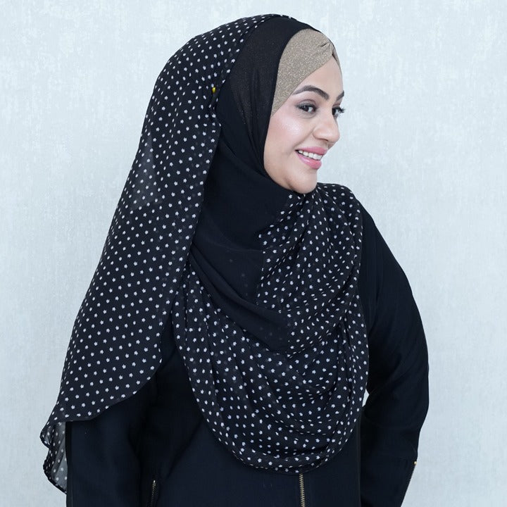 BLACK SEMI STAR - CHIFFON