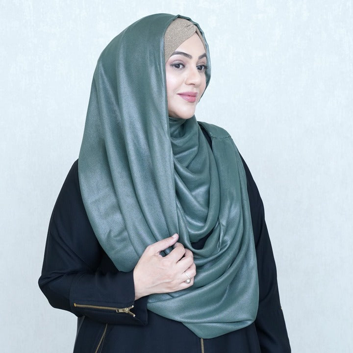 GREEN & SILVER - SHIMMER CHIFFON