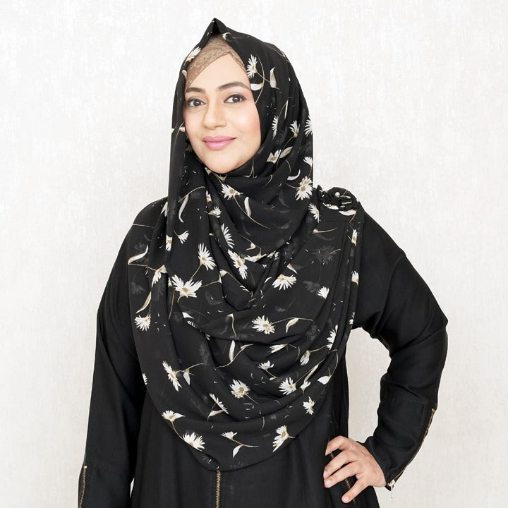DAISES ON BLACK - CHIFFON