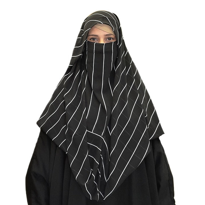 BLACK W THIN STRIPES - CHIFFON