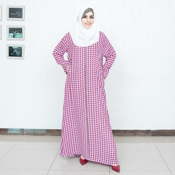 BURGUNDY HOUNDTOOTH - GEORGETTE
