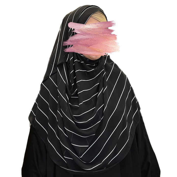 BLACK W THIN STRIPES - CHIFFON
