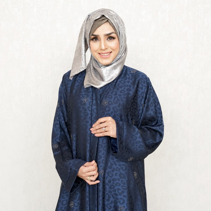 NAVY BLUE LEOPARD - SILK