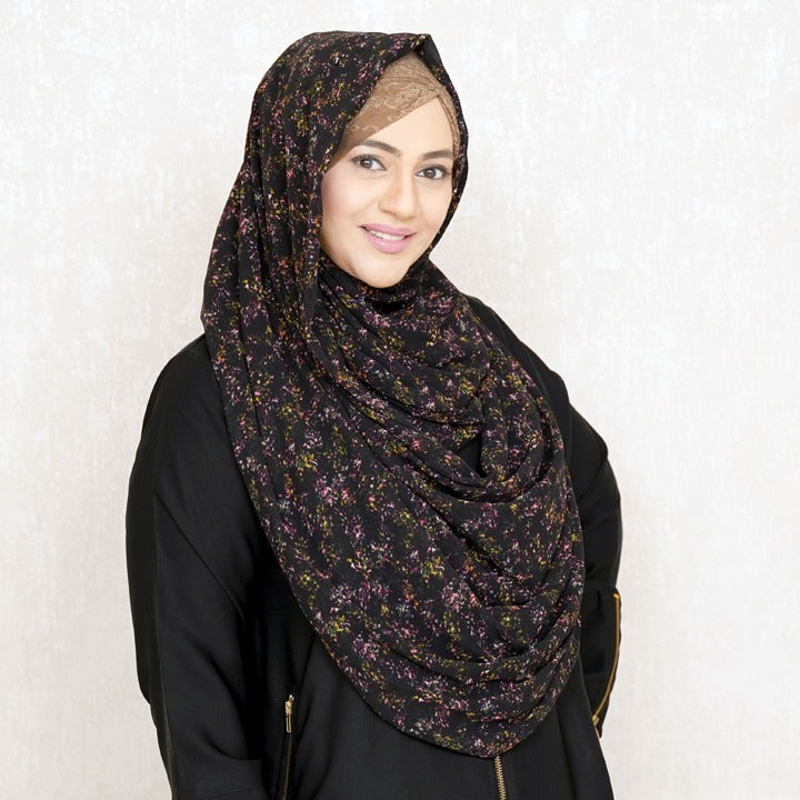 BLACK BOTANICAL PRINT - CHIFFON